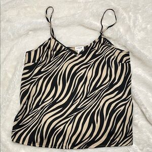 J. Crew Factory Zebra Stripe Camisole - Black and beige